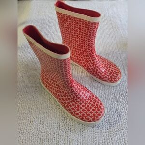 Coach Red and Pink Mid-Calf Women's Rain Boots